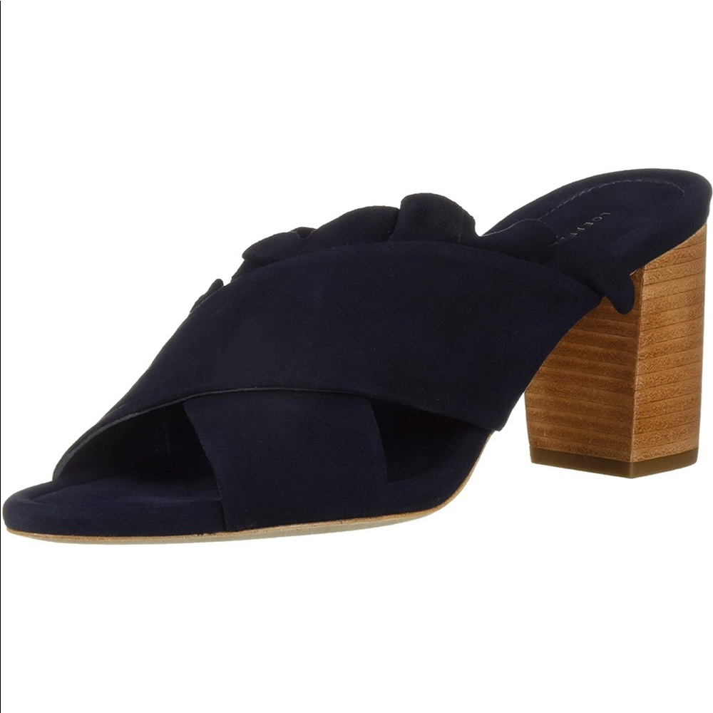 Loeffler Randall Navy Suede block Heel Sandal size 8